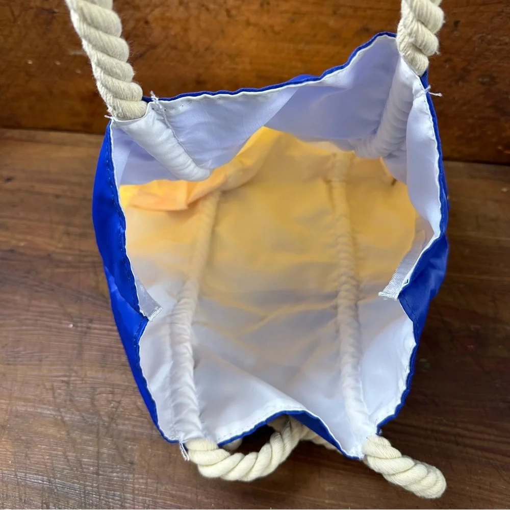 Nautical Rope Handle Tote – Blue Yellow Signal Flag Preppy Summer Beach Bag